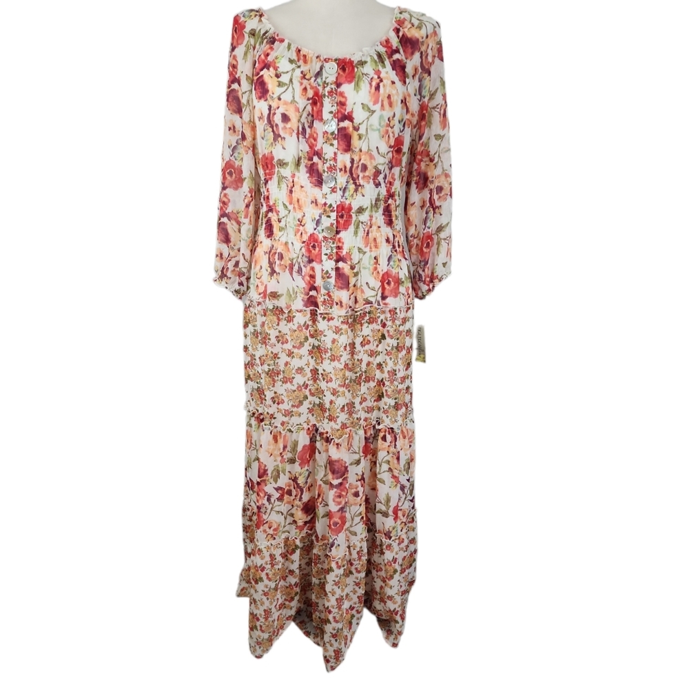 Figueroa & Flower Boho Floral Maxi Dress NWT